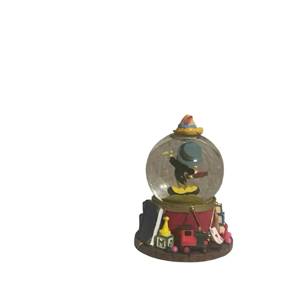 Vintage Disney Jiminy Cricket Collectible Mini Snow Globe Christmas Ornament Tag